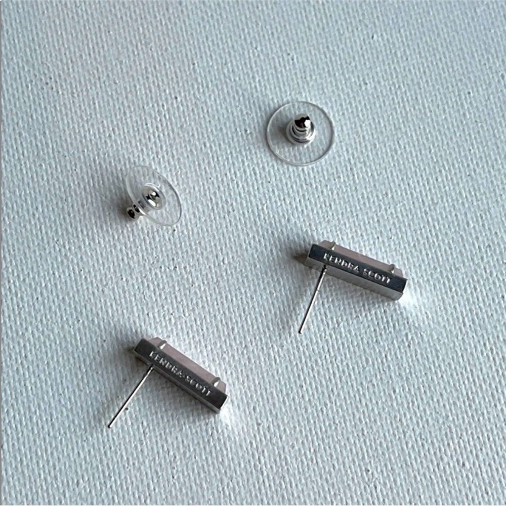 Kendra Scott Lady Stud Earrings Rose Quartz Pink & Silver New with tags! - Picture 6 of 8